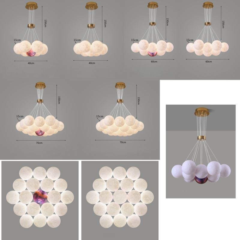 Mondblasen-Kronleuchter, moderne 3D-Druckkugeln, Pendelleuchte
