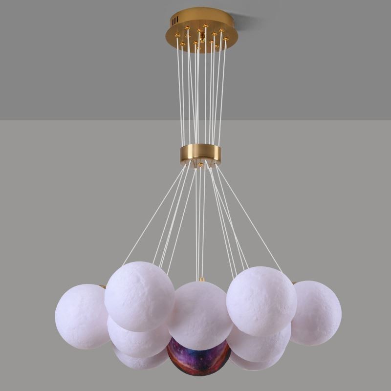 Mondblasen-Kronleuchter, moderne 3D-Druckkugeln, Pendelleuchte