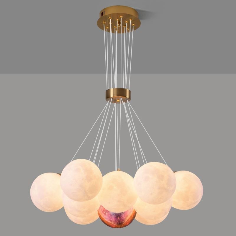 Mondblasen-Kronleuchter, moderne 3D-Druckkugeln, Pendelleuchte