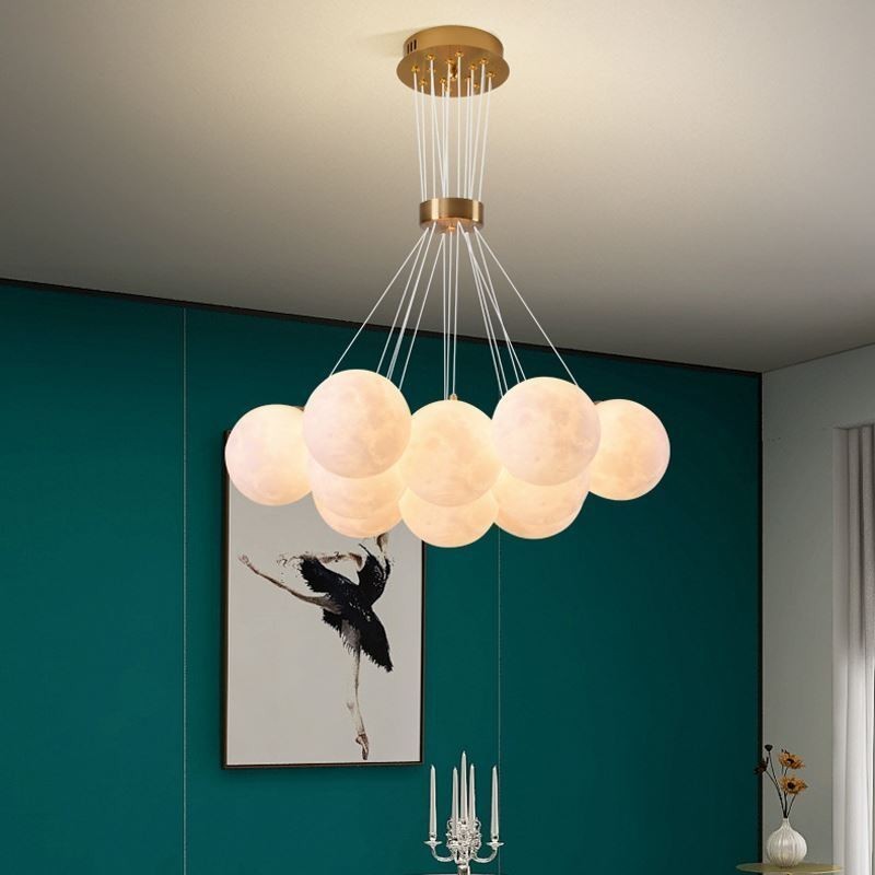 Mondblasen-Kronleuchter, moderne 3D-Druckkugeln, Pendelleuchte