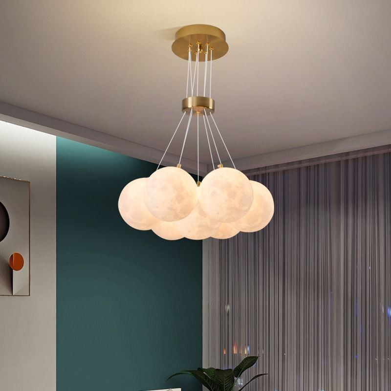 Mondblasen-Kronleuchter, moderne 3D-Druckkugeln, Pendelleuchte