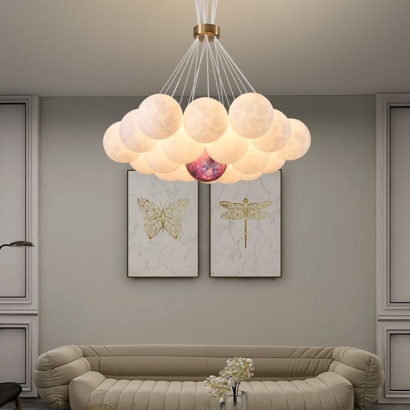 Mondblasen-Kronleuchter, moderne 3D-Druckkugeln, Pendelleuchte