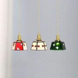 Bunte Pendelleuchte aus Glas im japanischen Stil, Retro, dekorative Nachttischlampe