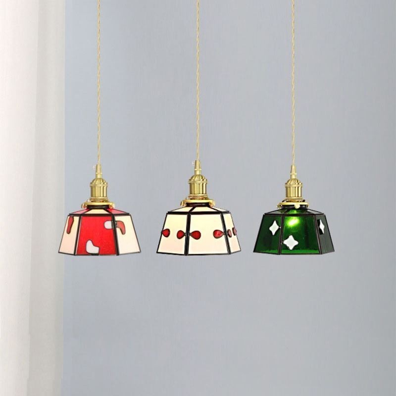 Bunte Pendelleuchte aus Glas im japanischen Stil, Retro, dekorative Nachttischlampe