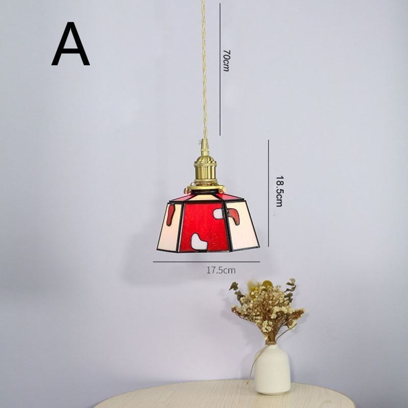 Bunte Pendelleuchte aus Glas im japanischen Stil, Retro, dekorative Nachttischlampe