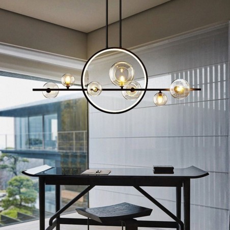 Moderner Kronleuchter aus Metall, klare Glasblasen, Pendelleuchten Moderner Kronleuchter aus Metall, klare Glasblasen, Pendelleuchten