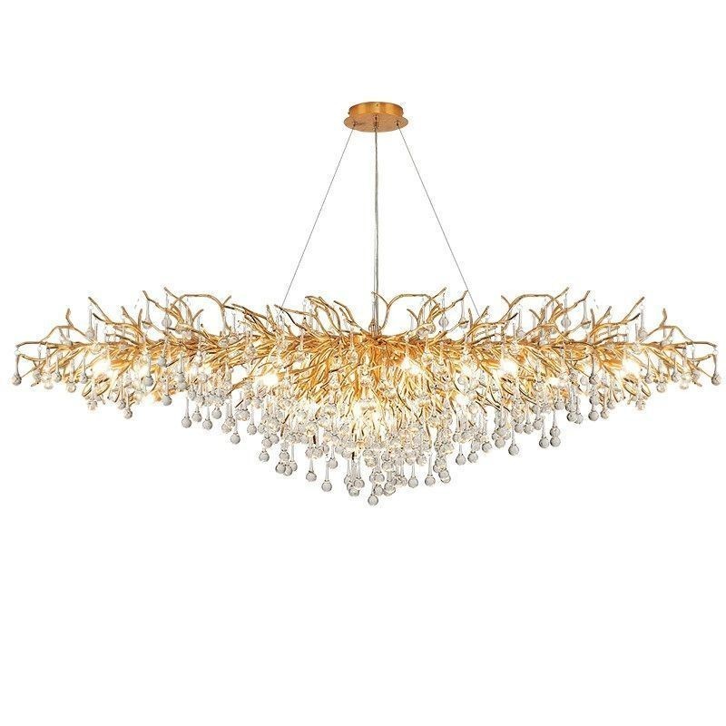 Luxus Kristall Kronleuchter Gold Moderne Decke Hängen Lampe Esszimmer