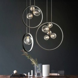 Nordic Anhänger Licht Glas Blasen Kreis Kronleuchter Moderne Salon Lampe