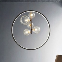 Nordic Anhänger Licht Glas Blasen Kreis Kronleuchter Moderne Salon Lampe