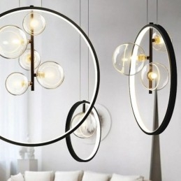 Nordic Anhänger Licht Glas Blasen Kreis Kronleuchter Moderne Salon Lampe