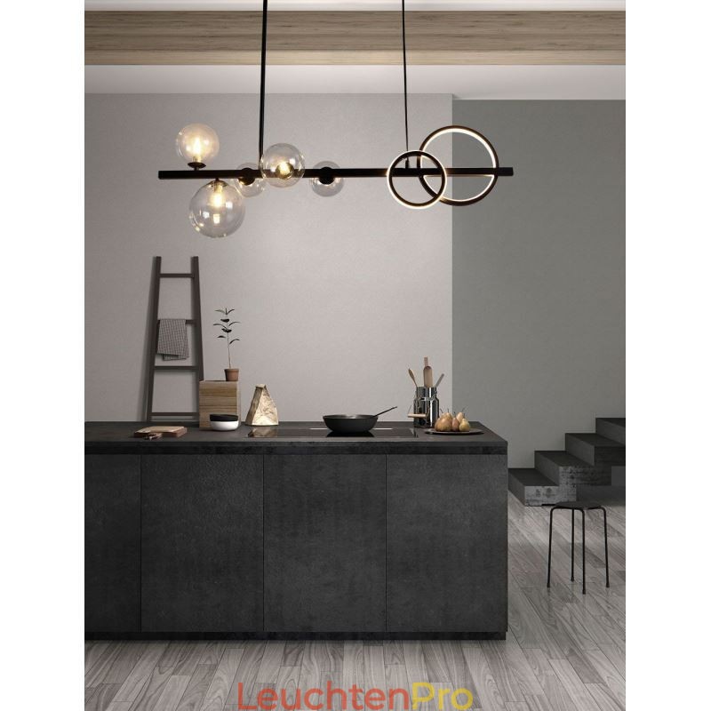 Moderne Glas Bubble Pendelleuchte Schwarz Lange Halterung Lampen