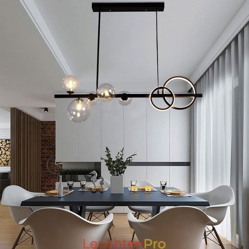 Moderne Glas Bubble Pendelleuchte Schwarz Lange Halterung Lampen