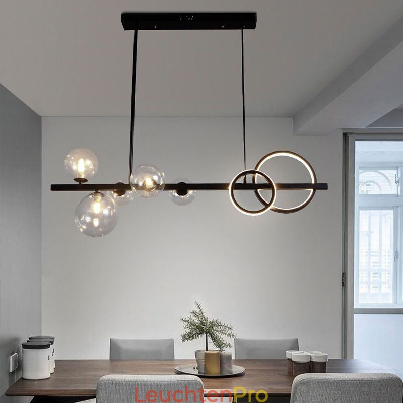 Moderne Glas Bubble Pendelleuchte Schwarz Lange Halterung Lampen