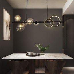 Moderne Glas Bubble Pendelleuchte Schwarz Lange Halterung Lampen