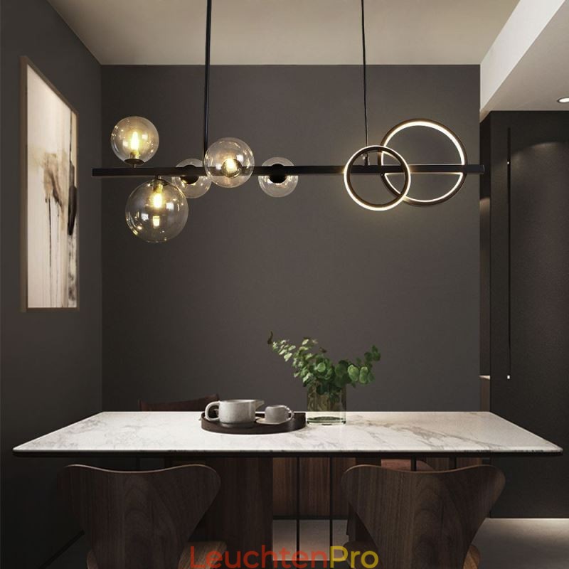 Moderne Glas Bubble Pendelleuchte Schwarz Lange Halterung Lampen