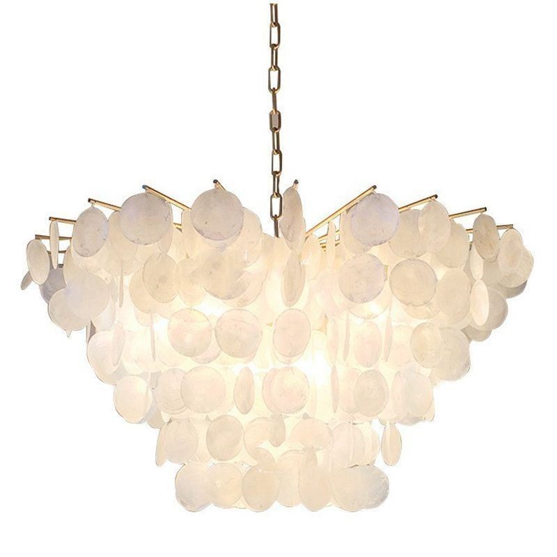 Natürliche Shell Kronleuchter Runde Layered Hängen Licht Esszimmer