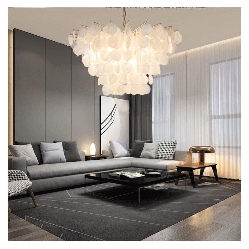 Natürliche Shell Kronleuchter Runde Layered Hängen Licht Esszimmer