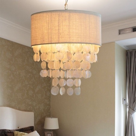 Moderne Pendelleuchte Quallenschalen Beleuchtung mit Zylinder Lampenschirm Moderne Pendelleuchte Quallenschalen Beleuchtung mit Zylinder Lampenschirm