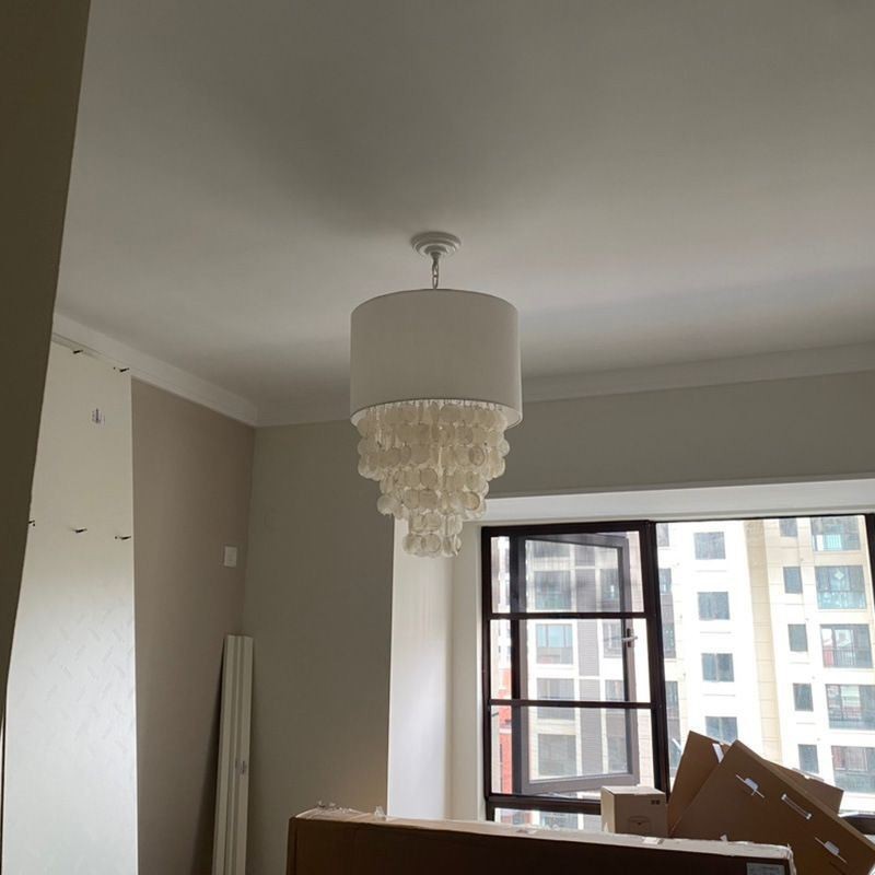 Moderne Pendelleuchte Quallenschalen Beleuchtung mit Zylinder Lampenschirm