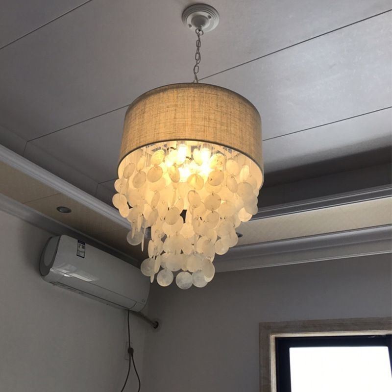 Moderne Pendelleuchte Quallenschalen Beleuchtung mit Zylinder Lampenschirm