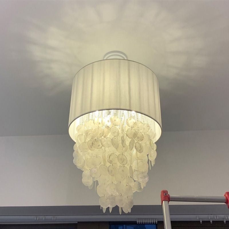 Moderne Pendelleuchte Quallenschalen Beleuchtung mit Zylinder Lampenschirm