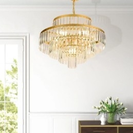 Gold Kristall Pendelleuchte 4 Ebenen Deckenbeleuchtung 7 Lichter