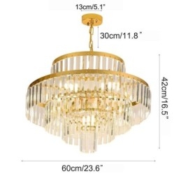 Gold Kristall Pendelleuchte 4 Ebenen Deckenbeleuchtung 7 Lichter