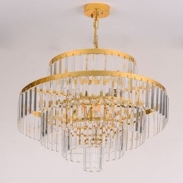 Gold Kristall Pendelleuchte 4 Ebenen Deckenbeleuchtung 7 Lichter