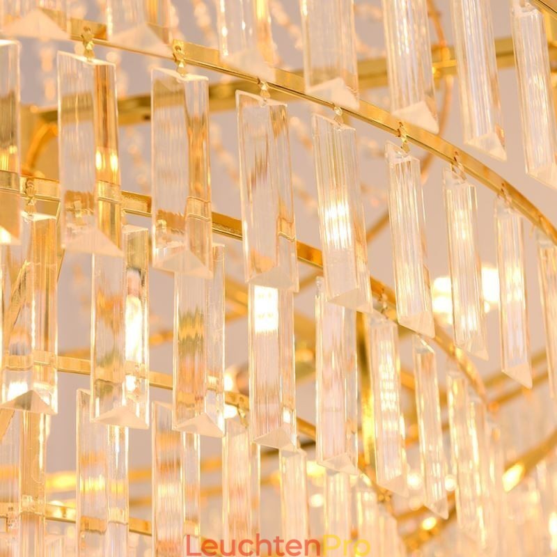 Gold Kristall Pendelleuchte 4 Ebenen Deckenbeleuchtung 7 Lichter