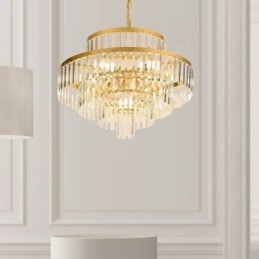 Gold Kristall Pendelleuchte 4 Ebenen Deckenbeleuchtung 7 Lichter