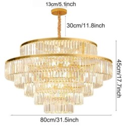 Gold Kristall Pendelleuchte 5 Ebenen Deckenbeleuchtung 7 Lichter