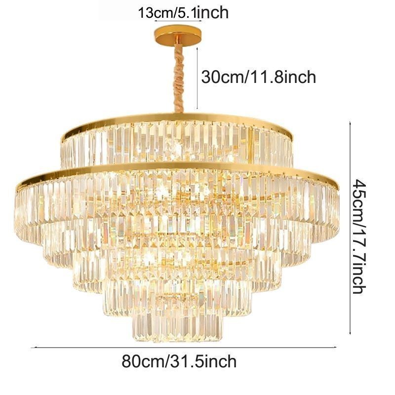 Gold Kristall Pendelleuchte 5 Ebenen Deckenbeleuchtung 7 Lichter
