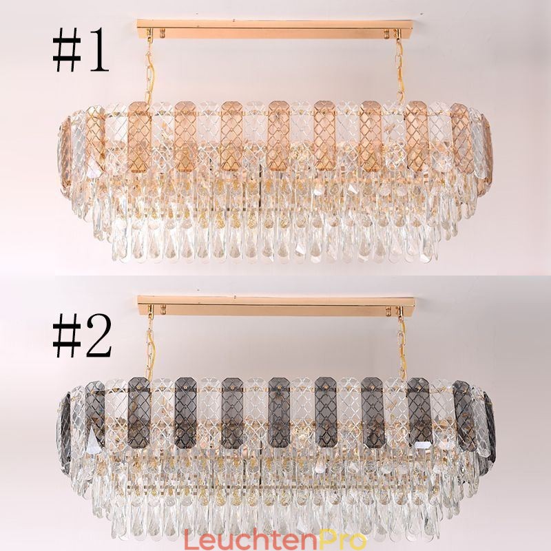 Moderne Kristall Pendelleuchte Luxus Oval Hängeleuchte