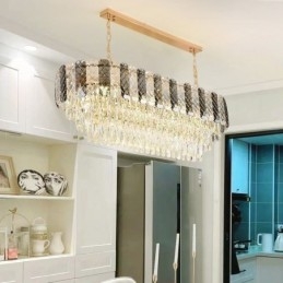 Moderne Kristall Pendelleuchte Luxus Oval Hängeleuchte