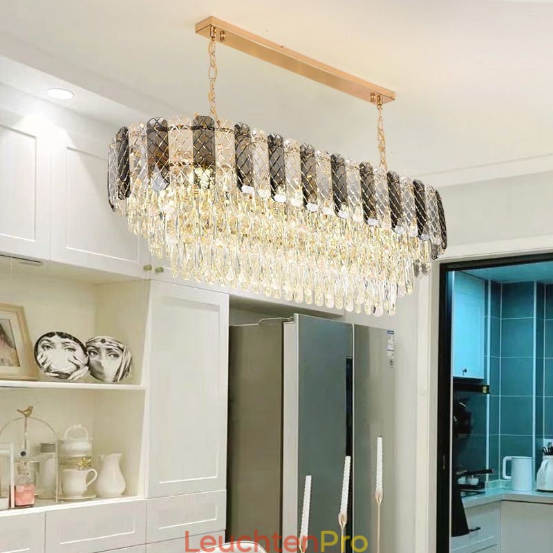 Moderne Kristall Pendelleuchte Luxus Oval Hängeleuchte