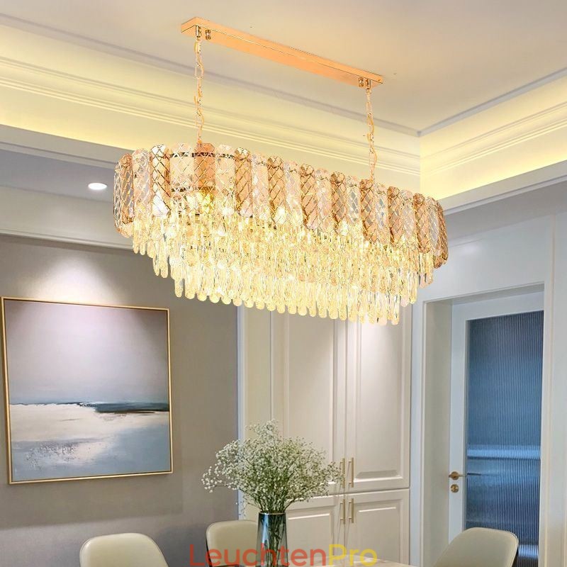 Moderne Kristall Pendelleuchte Luxus Oval Hängeleuchte