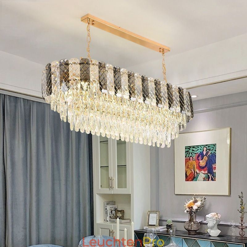 Moderne Kristall Pendelleuchte Luxus Oval Hängeleuchte