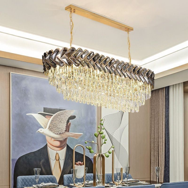 Europäische Kristall Pendelleuchte Luxus Oval Deckenleuchte
