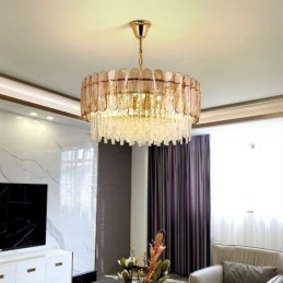 Luxus Pendelleuchte Kristall Gold Deckenleuchte