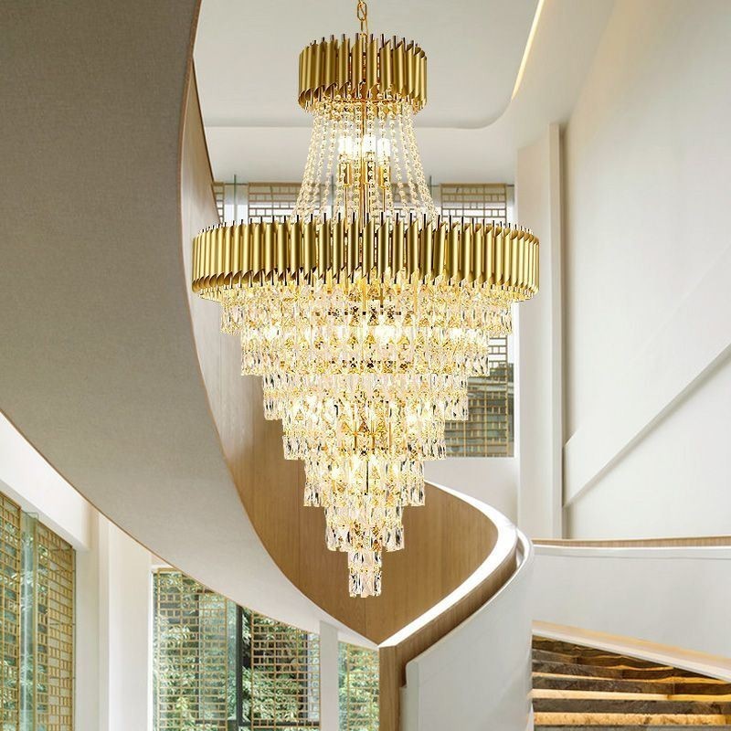 Moderne Kristall Pendelleuchte Konische Deckenlampe