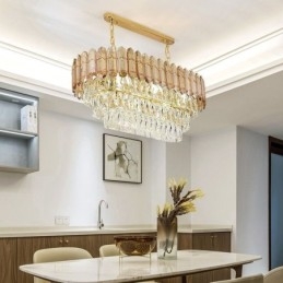 Moderne Kristall-Pendelleuchte, luxuriöse ovale Deckenleuchte
