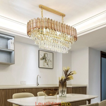 Moderne Kristall-Pendelleuchte, luxuriöse ovale Deckenleuchte Moderne Kristall-Pendelleuchte, luxuriöse ovale Deckenleuchte