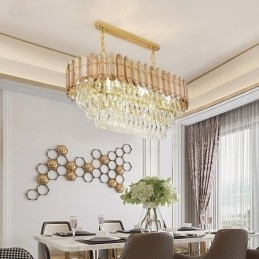 Moderne Kristall-Pendelleuchte, luxuriöse ovale Deckenleuchte