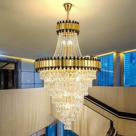 Luxuriöse goldene Pendelleuchte mit Kristall-Deckenleuchte Luxuriöse goldene Pendelleuchte mit Kristall-Deckenleuchte
