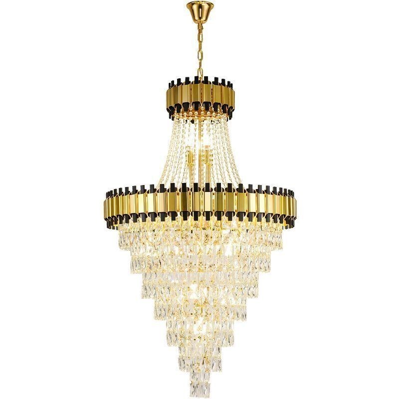 Luxuriöse goldene Pendelleuchte mit Kristall-Deckenleuchte