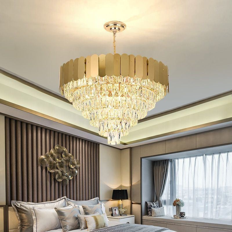 Moderne elegante Kristall Pendelleuchte konische Deckenleuchte