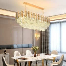 Moderne Kristall-Pendelleuchte, ovale Deckenleuchte