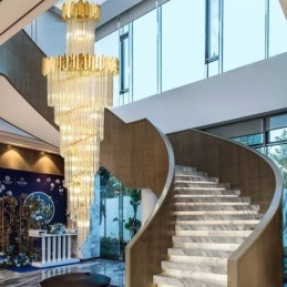 Europäische Pendelleuchte Kristall Hängeleuchte Treppen Foyer