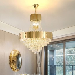 Moderne Hängeleuchte aus Kristallgold K9