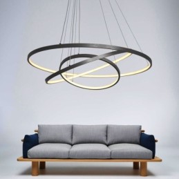 Moderne Pendelleuchte Aluminium Schwarz 3 Ring Hängeleuchte
